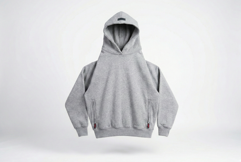 Gray hoodie on a white background